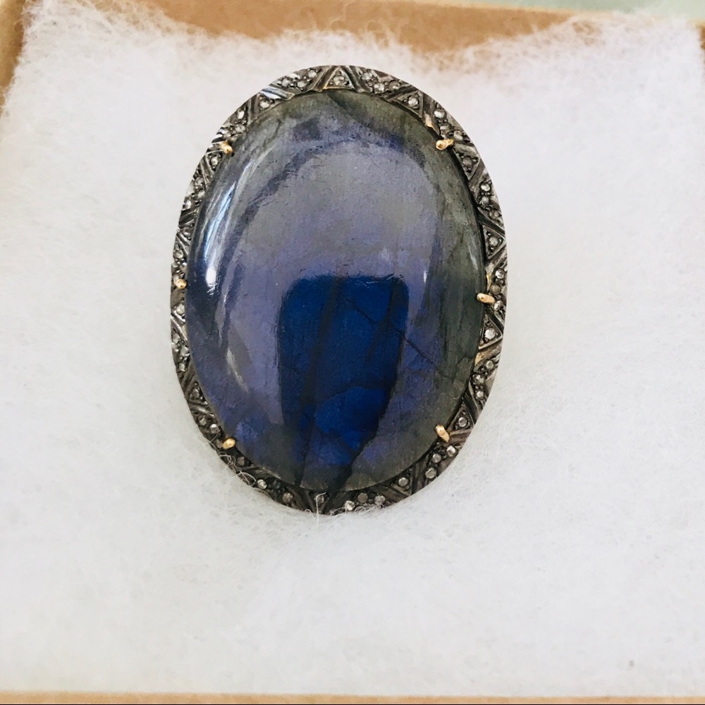Labradorite Diamond Statement Ring - image 2